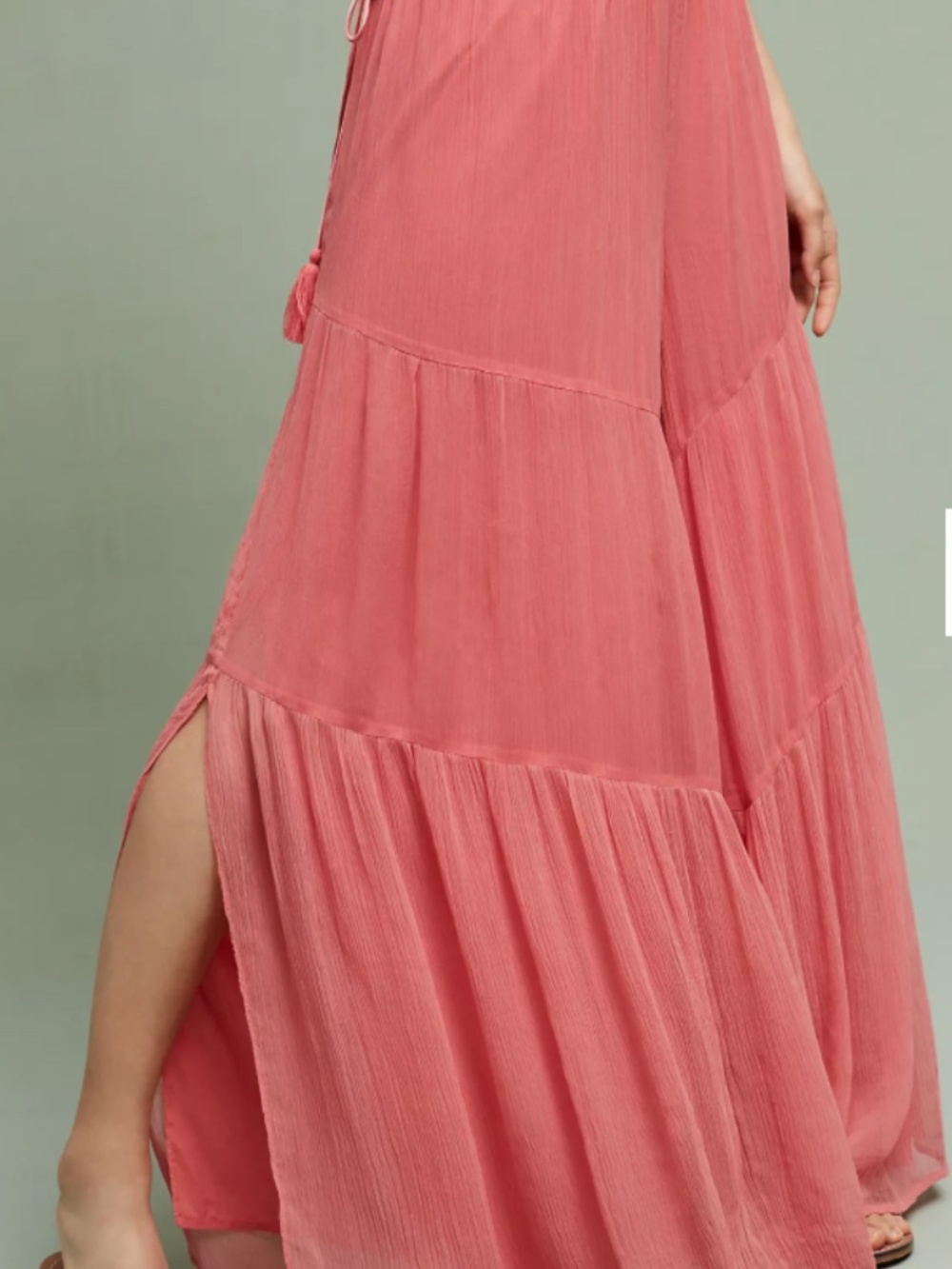 NWT Medium Anthropologie Rockport Wide Legs Pink Sheer Lined Pants Flowy Tassel